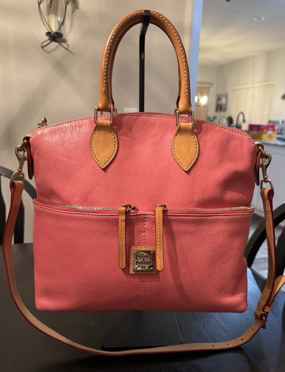 Dooney & Bourke Pink Dillen Double Pocket Satchel Handbag Crossbody Bag
